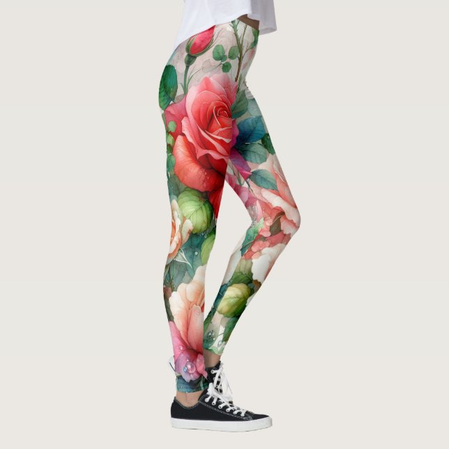 Legging Padrão de Rosa Caprichosa (Direita)