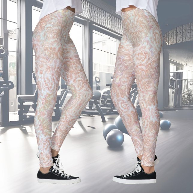 Legging Padrão de rosa de colheita em creme - padrão flora (Criador carregado)