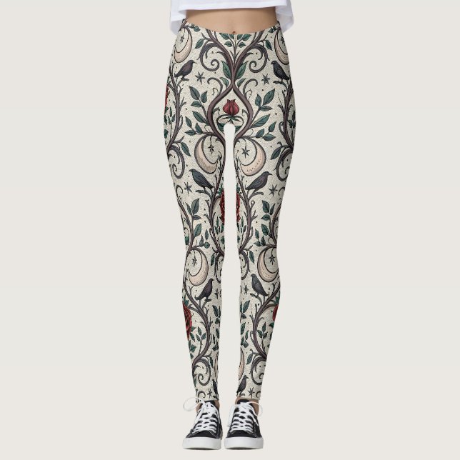 Legging Padrão de Rosa Gótica Escura (1) (Frente)