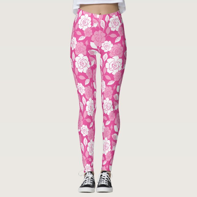 LEGGING PADRÃO DE ROSA (ROSA) (Frente)