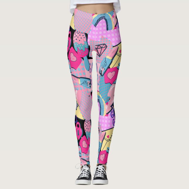Legging Padrão de Roupas Urbanas de Grafite (Frente)
