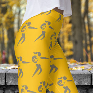 Legging Padrão de Rugby das mulheres amarelas do Vibrante