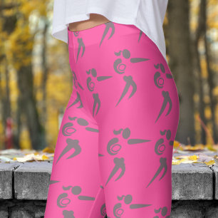 Legging Padrão de Rugby das Rosas vermelhas vibrantes