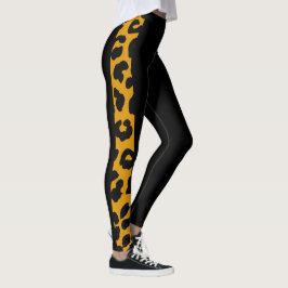 Legging Padrão de Safari Leopardo Preto e Dourado