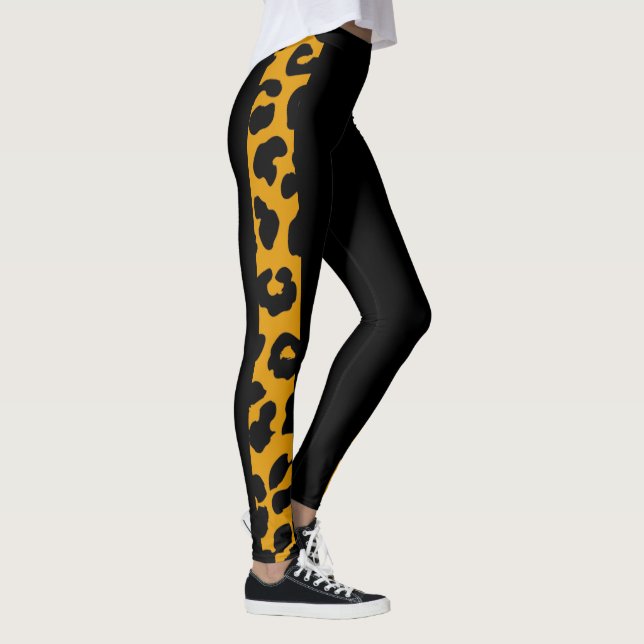 Legging Padrão de Safari Leopardo Preto e Dourado (Direita)
