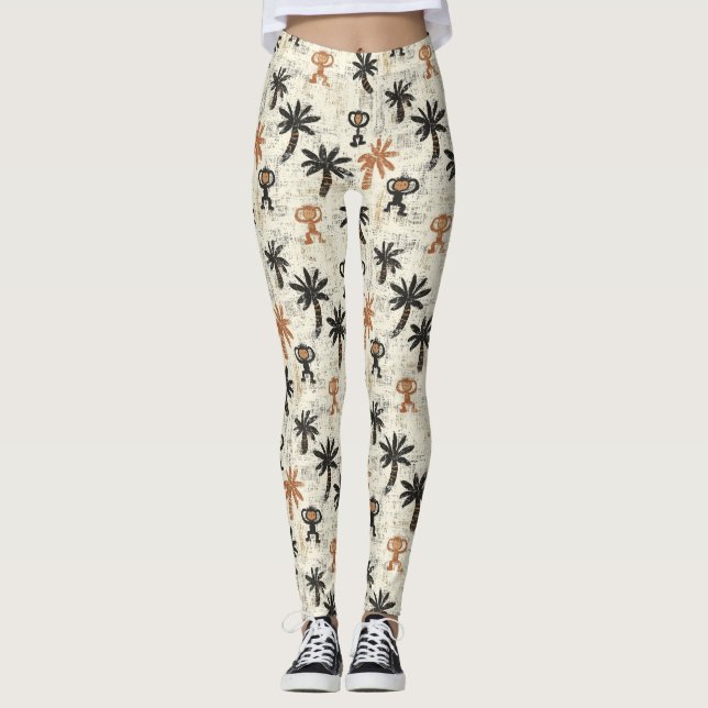 Legging Padrão de Safari na Selva do Boho Monkey (Frente)