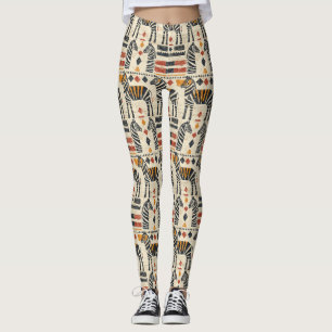 Legging Padrão de Safari Tribal Boho Zebra