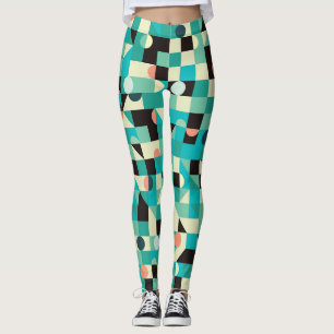 Legging Padrão de safra com triângulos e círculos.