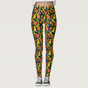 Legging Padrão De Salada De Fruta Engraçado Whimsical