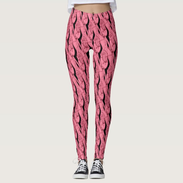 Legging Padrão de Sapatilhas de Ballet Rosa #1 (Frente)
