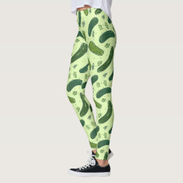 Legging Padrão de Seletor de Dill Desenhado Mão