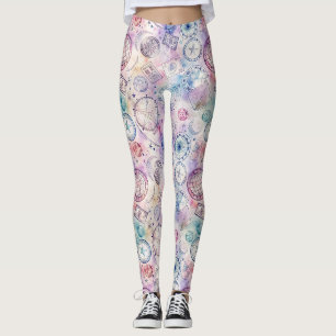 Legging Padrão de selo de viagem do mundo vintage (4)
