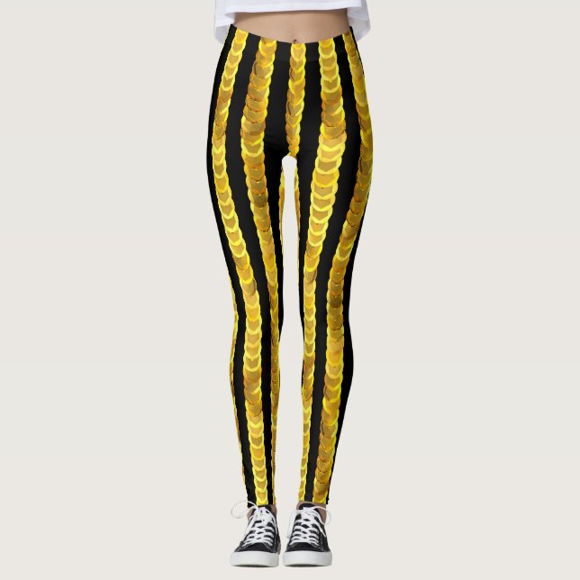 Legging Padrão de sequências, miçangas, rotinas, moda 3D. (Frente)