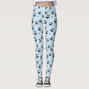 Legging Padrão de sereia de urso panda azul rosa