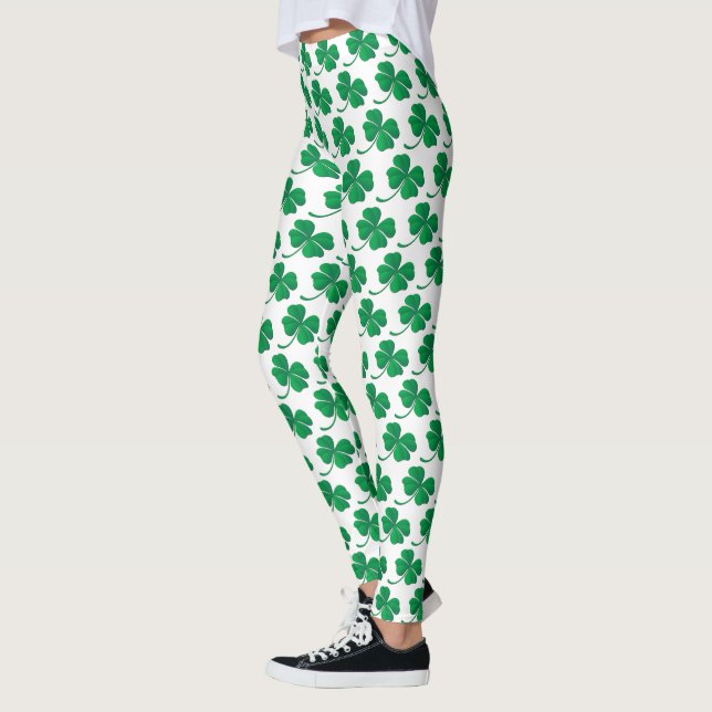Legging Padrão de Shamrock Verde de São Patricks (Esquerda)