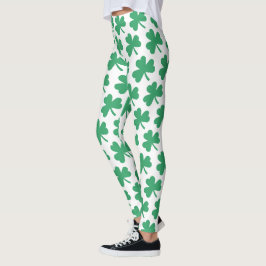 Legging Padrão de Shamrock Verde do Dia de São Patrício ir