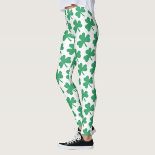 Legging Padrão de Shamrock Verde do Dia de São Patrício ir