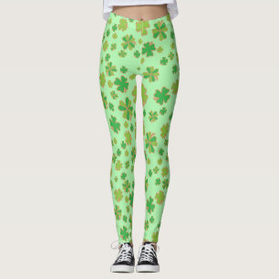 Legging Padrão de Shamrock Verde Trendy Two Color