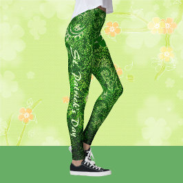 Legging Padrão de Shamrocks Verdes Modernos de Dia de São 