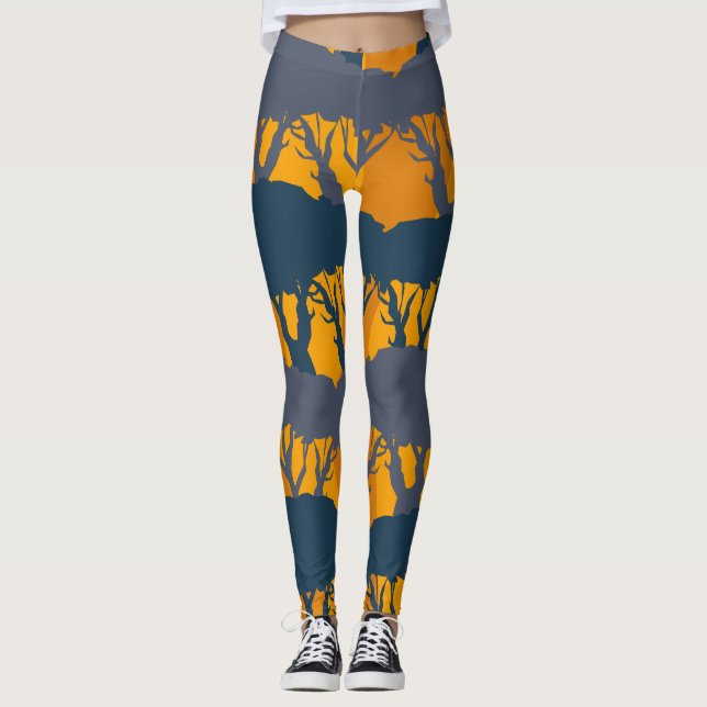 Legging Padrão de Silhouette Florestal (Frente)