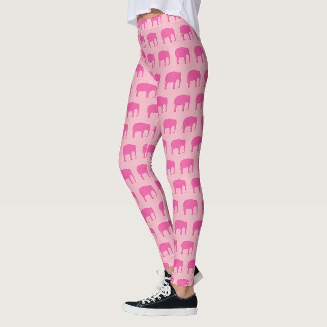 Legging Padrão de Silhouettes de Elefante Rosa (Esquerda)