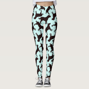 Legging Padrão de silhueta de cachorro preto