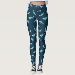 Legging Padrão de Silhuettes de Nadação de Nadagem de