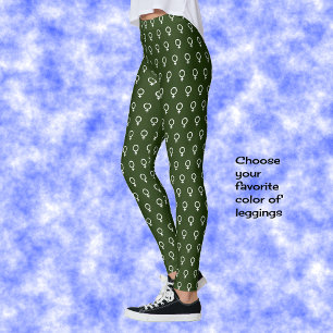 Legging Padrão de símbolo feminista verde escuro