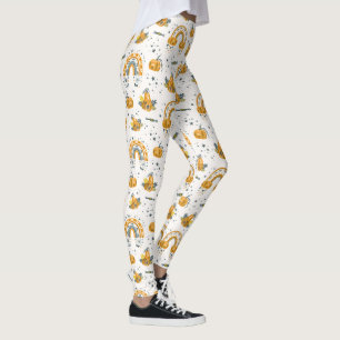 Legging Padrão de símbolos de Dia das Bruxas