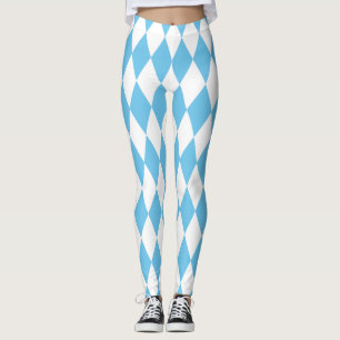 Legging Padrão de Sinalizador Rhombus da Baviera Azul e Br