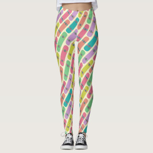Legging Padrão de Skateboard Colorida Quirky