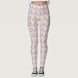 Legging Padrão de Sml Branco+Multicor do Houndstooth