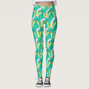 Legging Padrão de sobreposição de Chinelos Brancos Trendy