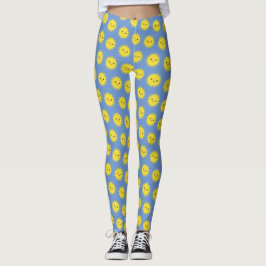 Legging Padrão de Sol Sorridente Kawaii Fofo