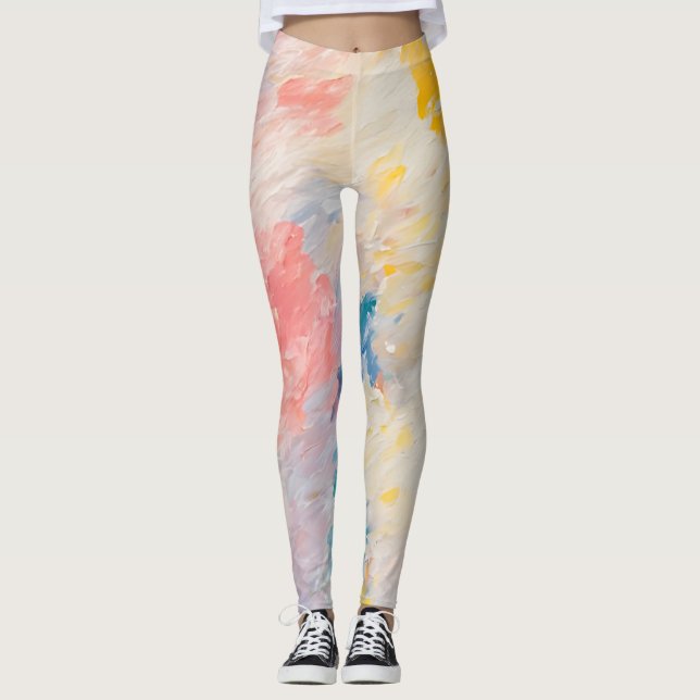 Legging Padrão de Sonho de Pastel Whimsy Matizes (Frente)