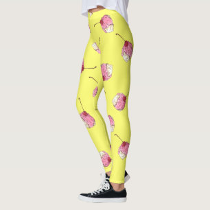 Legging Padrão de Sorvete de Cherry Topped