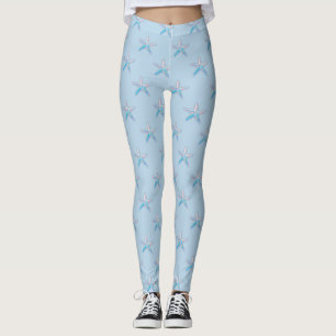 Legging Padrão de Starfish tropical azul claro