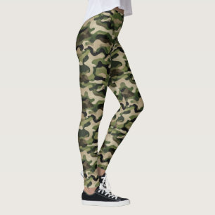 Legging Padrão de streetwear moderno verde camuflado abstr