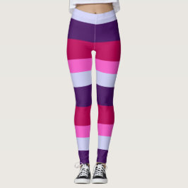 Legging Padrão de Stripes Rosa e Roxo