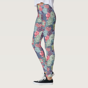 Legging Padrão de Suculência Colorida