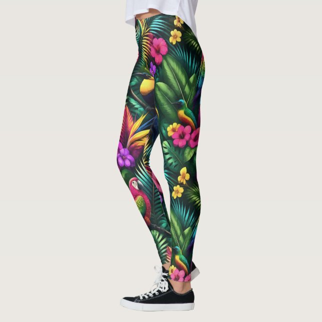 Legging Padrão de Superfície Contínua Sonhos da Selva Aves (Esquerda)