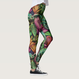 Legging Padrão de Superfície Contínuo Sonhos da Selva do C