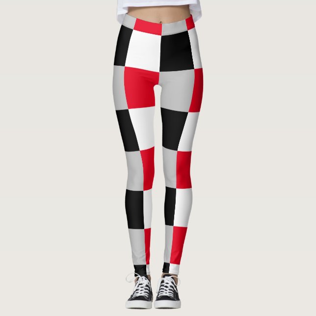 Legging Padrão de tabuleiro de xadrez editável (Frente)