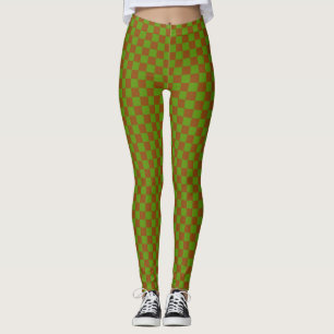 Legging Padrão de tabuleiro xadrez de maçã caramelizada