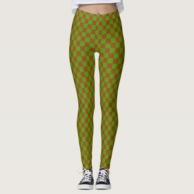 Legging Padrão de tabuleiro xadrez de maçã caramelizada (Frente)