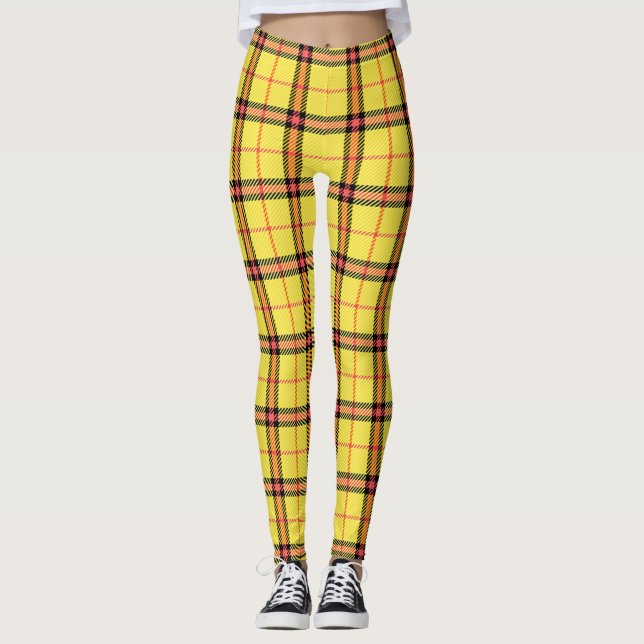 Legging Padrão de Tartan Amarelo (Frente)