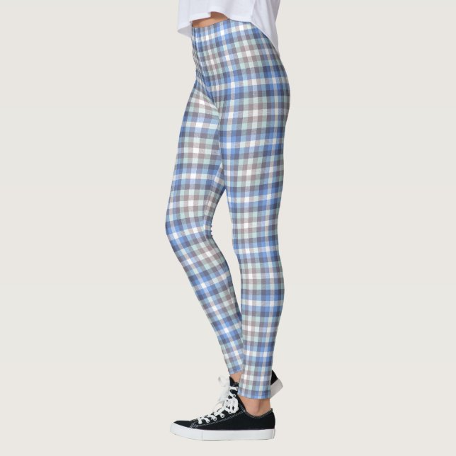 Legging Padrão de Tartan Azul e Taupe (Esquerda)