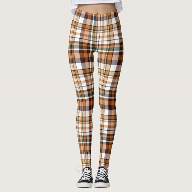 Legging Padrão de tartan de xadrez de Ação de Graças (Frente)