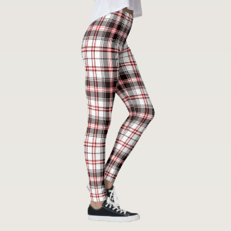 Legging Padrão de Tartan Vermelho e Preto