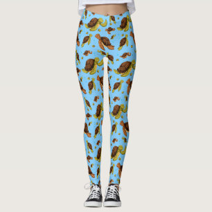 Legging Padrão de Tartaruga do Mar